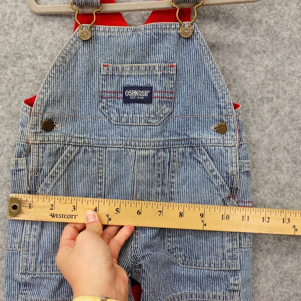 Vintage OshKosh Hickory Stripe Overalls Baby 3M 6M‎ Blue Railroad Vestbak Fleece